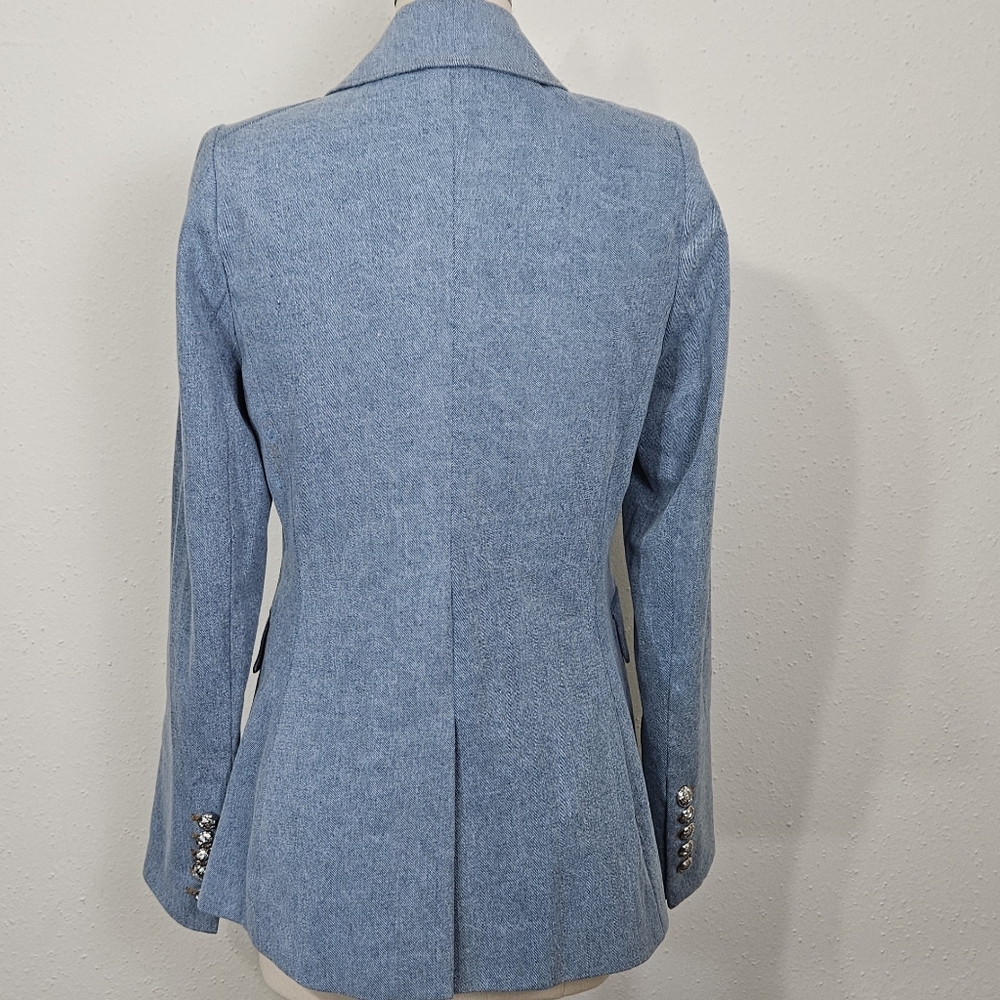 Veronica Beard Light Blue Denim Double-Breasted Blazer - Picture 8 of 15